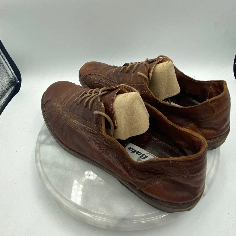 Bata Mens 42 Leather Oxford Shoes Brown Made in Italy 8270 Lace Up Casual Dress
